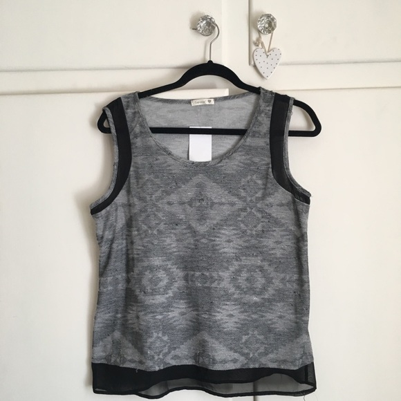 Soprano Tribal Knit Sleeveless Tank Top Large NWT - Picture 1 of 6